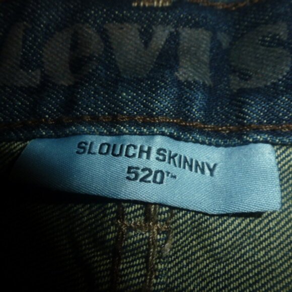 NEW Mens Levi's 520 Slouch Skinny Fit Blue Jeans- Size 34W x 30L - Picture 8 of 13